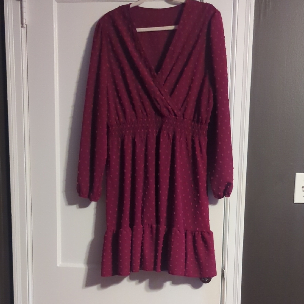 Chic Maroon Long Sleeve Dress